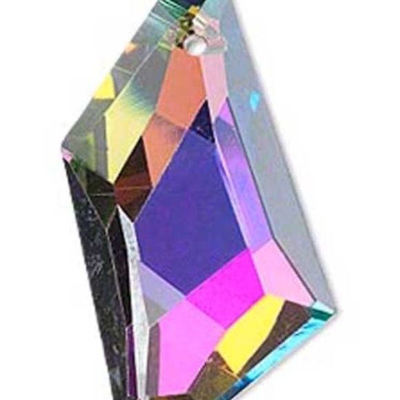 FACETED STELLAR CELESTIAL CRYSTAL NECKLACE, 26 INCHES, MULTICOLOUR EFFECT, FOIL - Picture 3 of 3